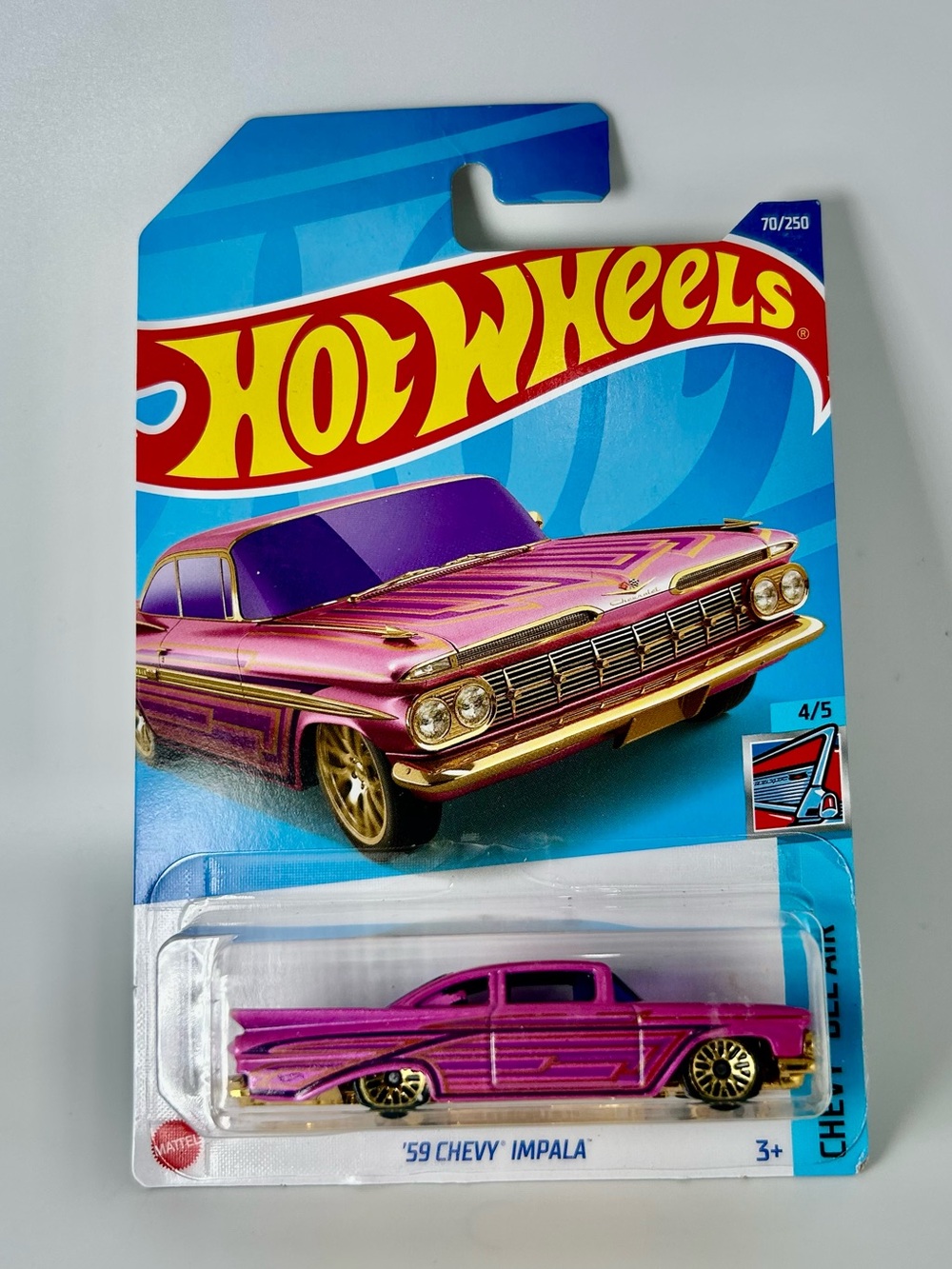 Hot Wheels Chevy Bel Air 4/5 '59 Chevy Impala 70/250 Pink NEW For 2022